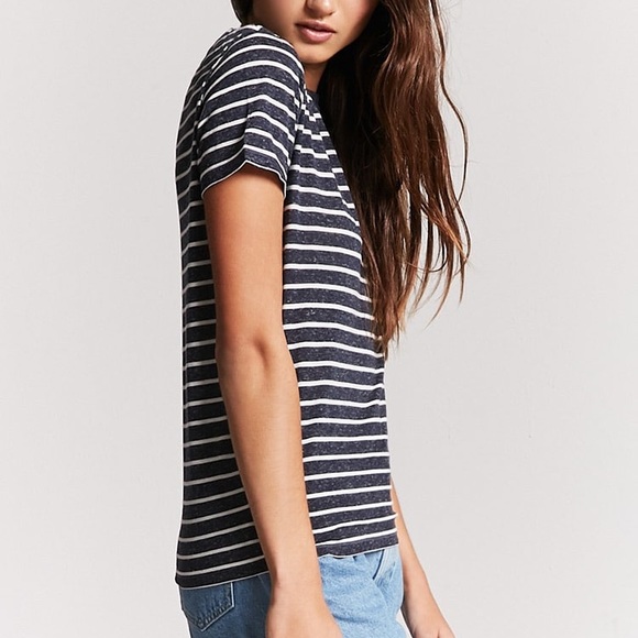 Marled Stripe Tee - Navy/Cream Forever 21 - Picture 2 of 7